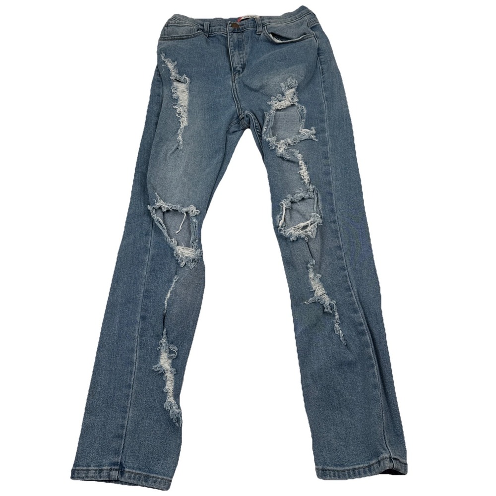 Vibe & Rant Distressed Jeans Women’s 9 W29 Light Wash Straight Leg Ripped Denim